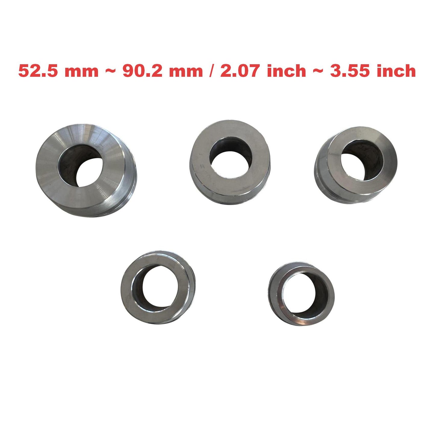 RebarTech Wheel Balancer Cone Set for Tire Balancing Machine with 36mm Shaft, Taper Cones Kit from 52.5 mm~90.2 mm / 2.07 inch ~ 3.55 inch, 5 pcs, Tyre Repair Shop Accessory